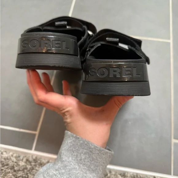 Sorel Black Suede Women's Clog Mules with Adjustable Strap - Picture 3 of 3